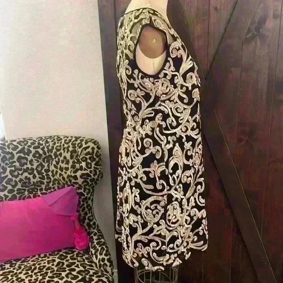 Connected Apparel Size 8 Gold Ribbon Soutache Sheath Dress, stunning - Picture 3 of 6